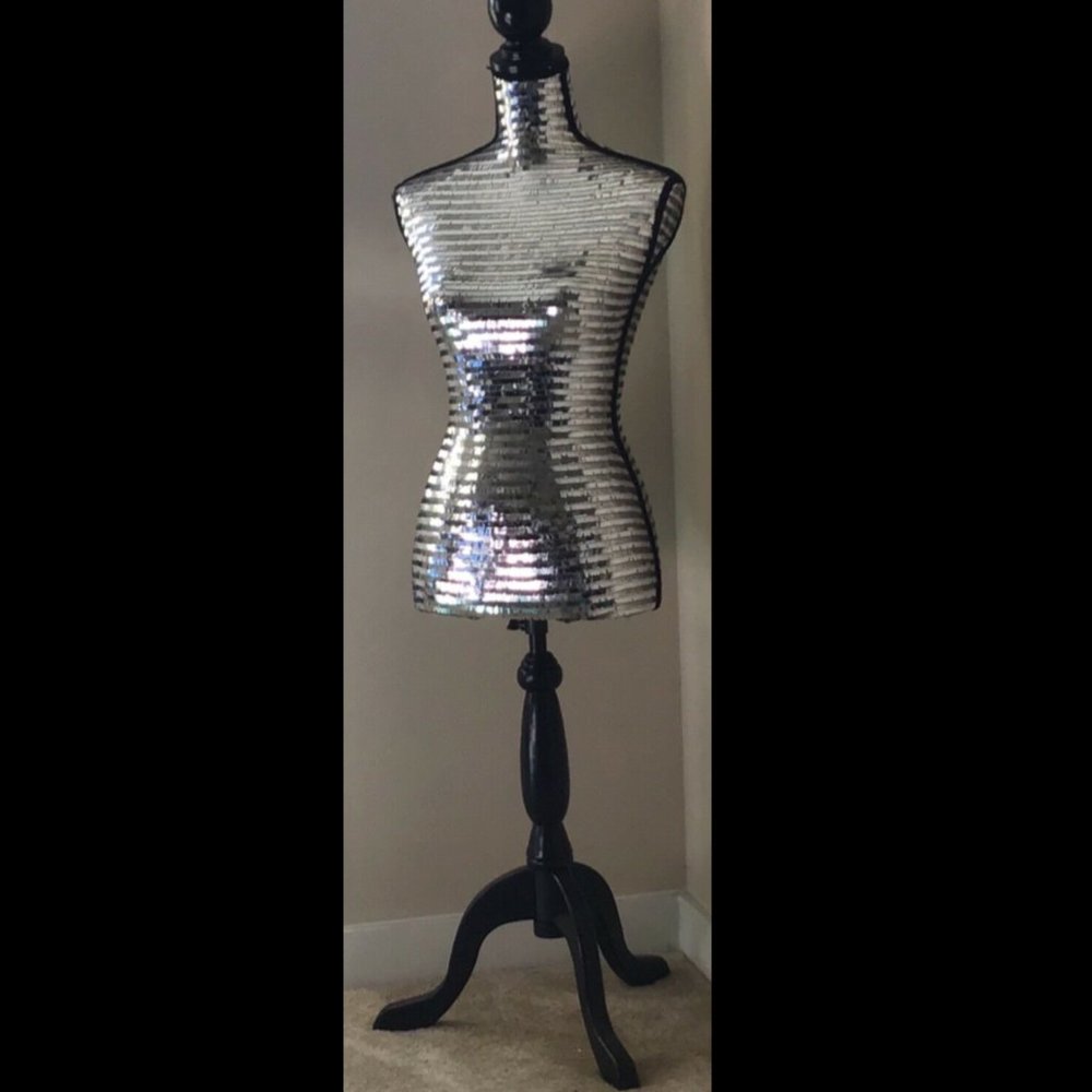 Silver Sequin Female Torso Mannequin